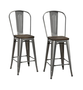 DHP Luxor 24"  Counter Height Bar Stool, Set of 2 - Antique Gun Metal