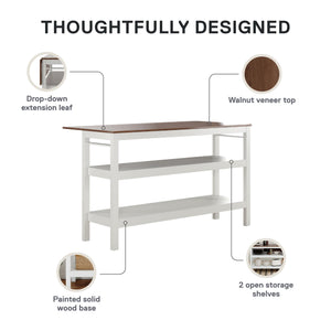 Novogratz Tallen 60" Flip Kitchen Island Table - Walnut - 60"