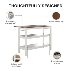 Novogratz Tallen 48" Flip Kitchen Island Table - Walnut - 48"