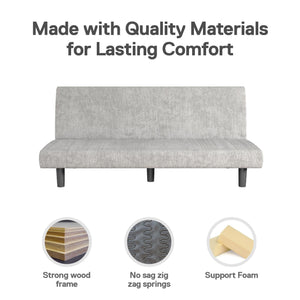 DHP Kelra Armless Mid-Century Futon Sofa Bed - Light Gray - 2-Seater