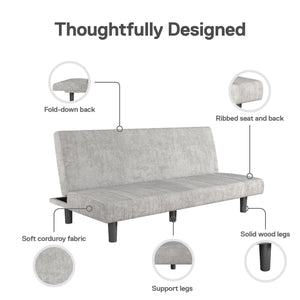 DHP Kelra Armless Mid-Century Futon Sofa Bed - Light Gray - 2-Seater