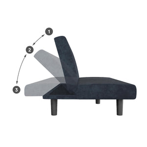 DHP Kelra Armless Mid-Century Futon Sofa Bed - Blue - 2-Seater