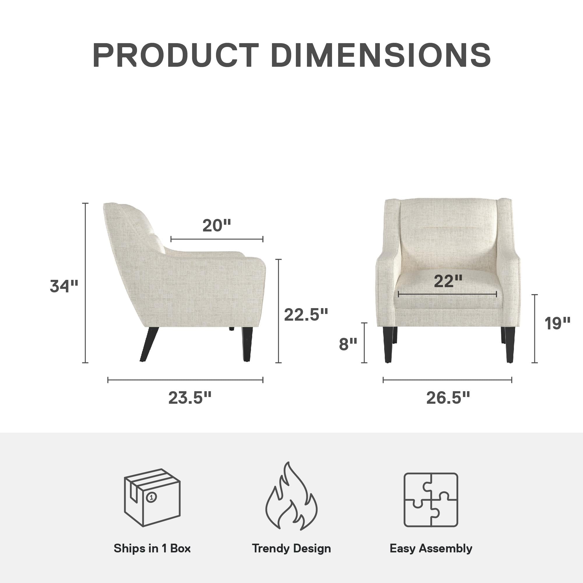 DHP Eleanor Accent Chair - Beige - 1-Seater