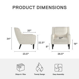 DHP Eleanor Accent Chair - Beige - 1-Seater