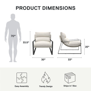 DHP Gatsby Accent Chair - Ivory - 1-Seater
