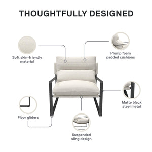 DHP Gatsby Accent Chair - Ivory - 1-Seater