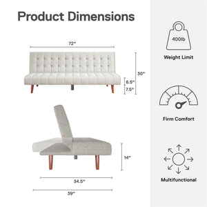 DHP Keiran Armless Mid-Century Futon Sofa Bed - Gray