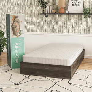 RealRooms DreamSaver Platform Bed Frame and Mattress Set - Black Oak - Twin