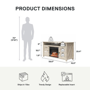 Ameriwood Home Farmington Electric Fireplace TV Console for TVs up to 60" - Light Walnut