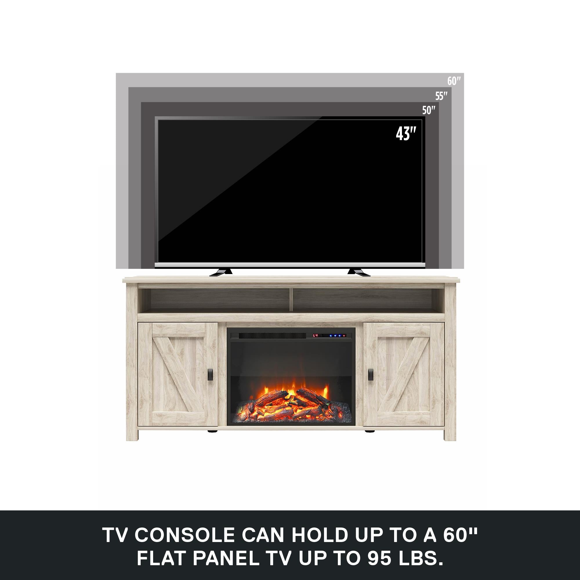 Ameriwood Home Farmington Electric Fireplace TV Console for TVs up to 60" - Light Walnut