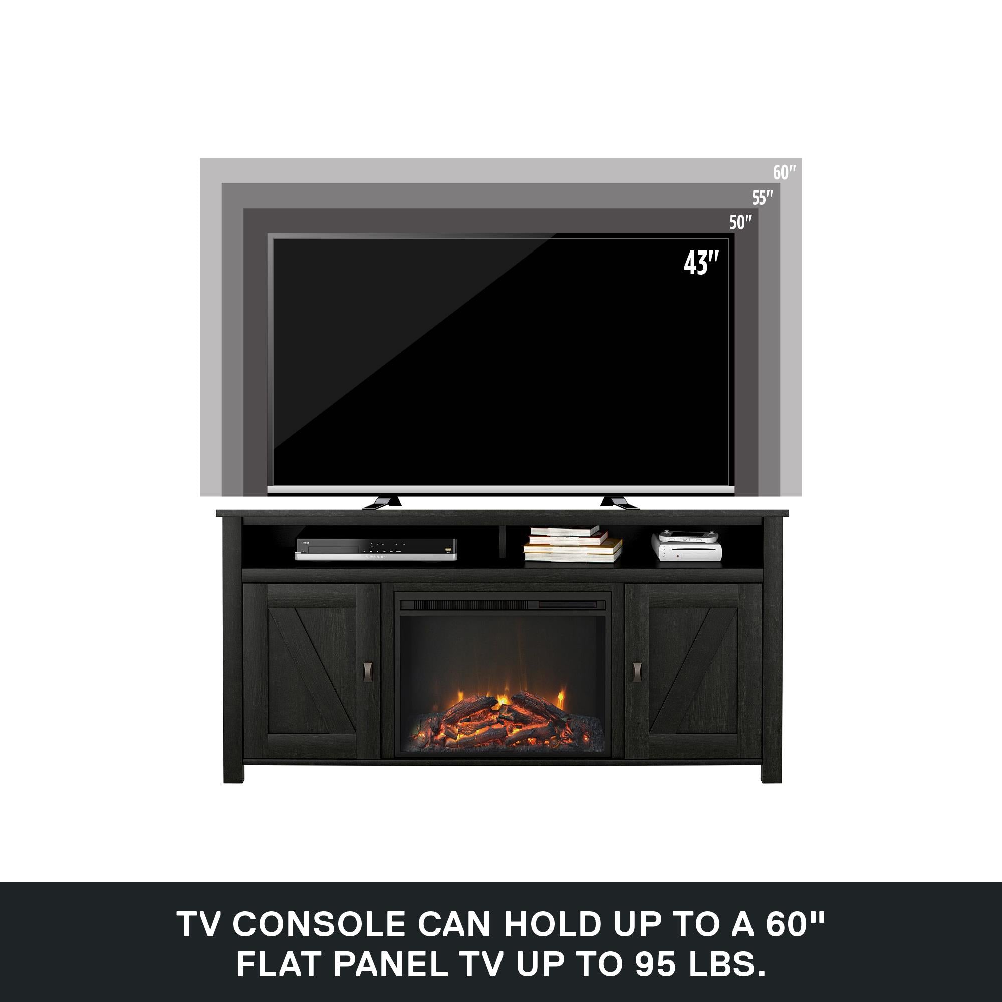 Ameriwood Home Farmington Electric Fireplace TV Console for TVs up to 60" - Black Oak