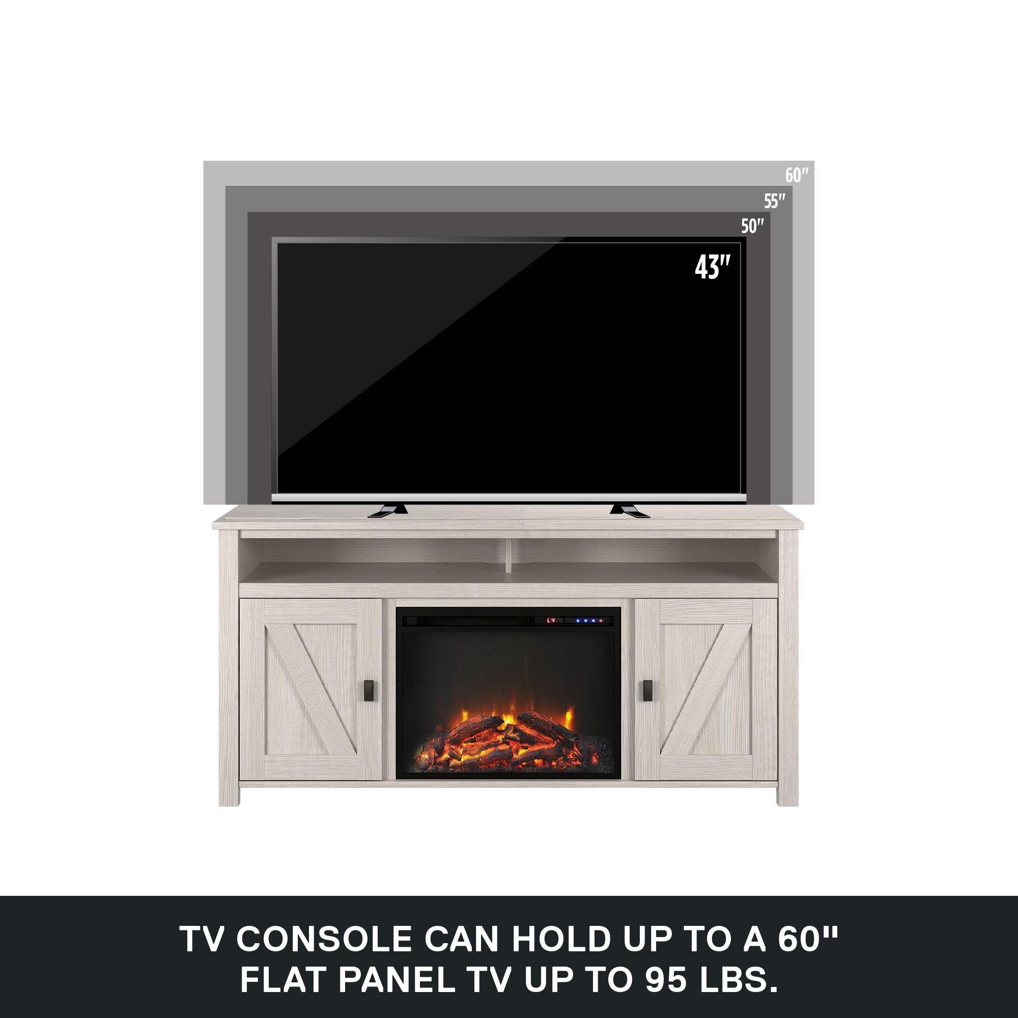 Ameriwood Home Farmington Electric Fireplace TV Console for TVs up to 60" - Ivory Oak