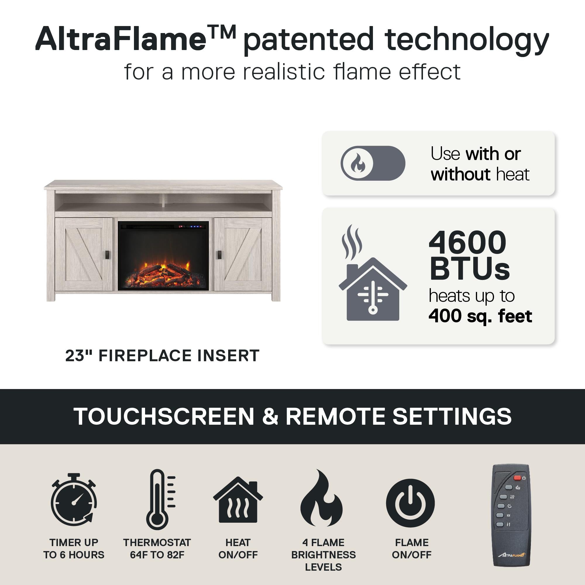Ameriwood Home Farmington Electric Fireplace TV Console for TVs up to 60" - Ivory Oak