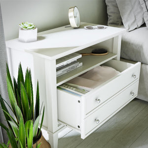 Ameriwood Home Franklin Wide Nightstand with Drawer - White
