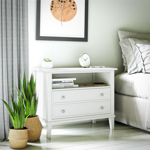 Ameriwood Home Franklin Wide Nightstand with Drawer - White