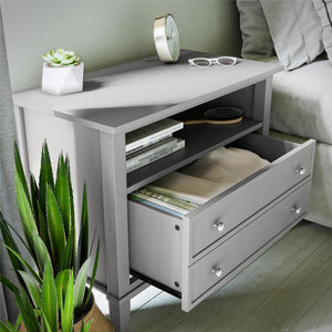 Ameriwood Home Franklin Wide Nightstand with Drawer - Gray