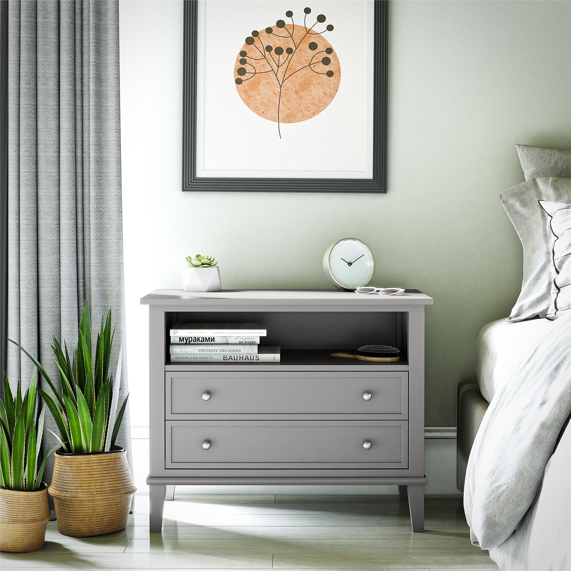 Ameriwood Home Franklin Wide Nightstand with Drawer - Gray