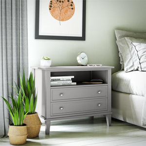 Ameriwood Home Franklin Wide Nightstand with Drawer - Gray