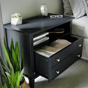 Ameriwood Home Franklin Wide Nightstand with Drawer - Black