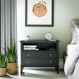 Ameriwood Home Franklin Wide Nightstand with Drawer - Black