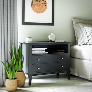 Ameriwood Home Franklin Wide Nightstand with Drawer - Black