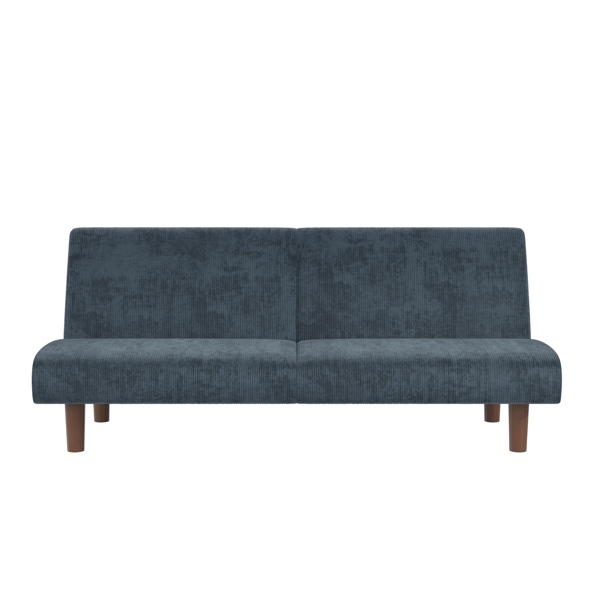 DHP Myla Armless Futon Sofa Bed - Blue - 3-Seater