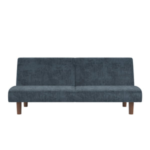 DHP Myla Armless Futon Sofa Bed - Blue - 3-Seater