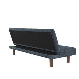 DHP Myla Armless Futon Sofa Bed - Blue - 3-Seater