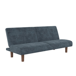 DHP Myla Armless Futon Sofa Bed - Blue - 3-Seater