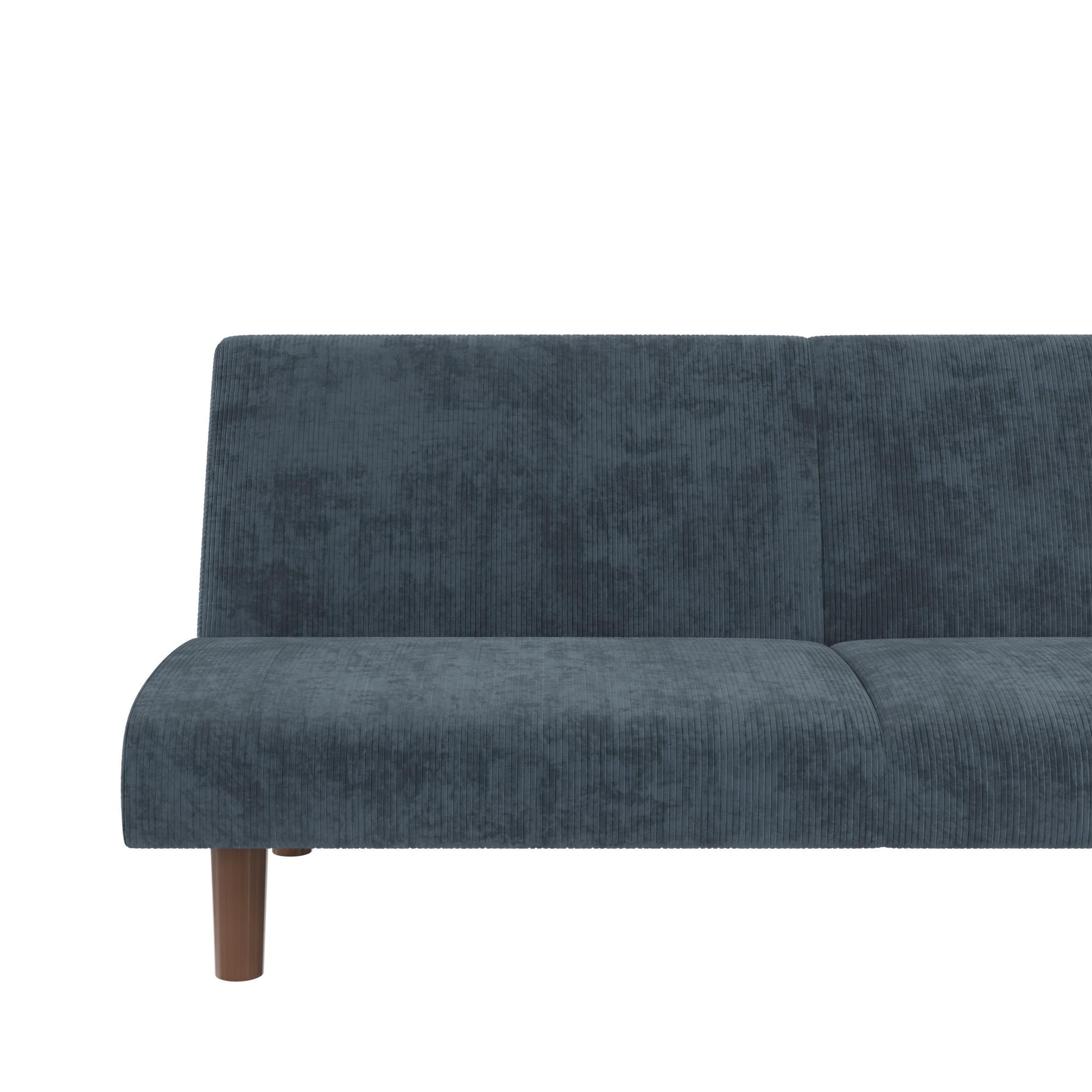 DHP Myla Armless Futon Sofa Bed - Blue - 3-Seater