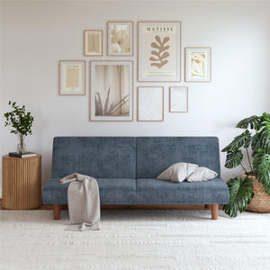 DHP Myla Armless Futon Sofa Bed - Blue - 3-Seater