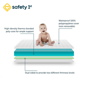 Safety 1st Gentle Dreams Deluxe Dual 2-in-1 Baby Crib and Toddler Mattress - White - Crib & Toddler Mattress