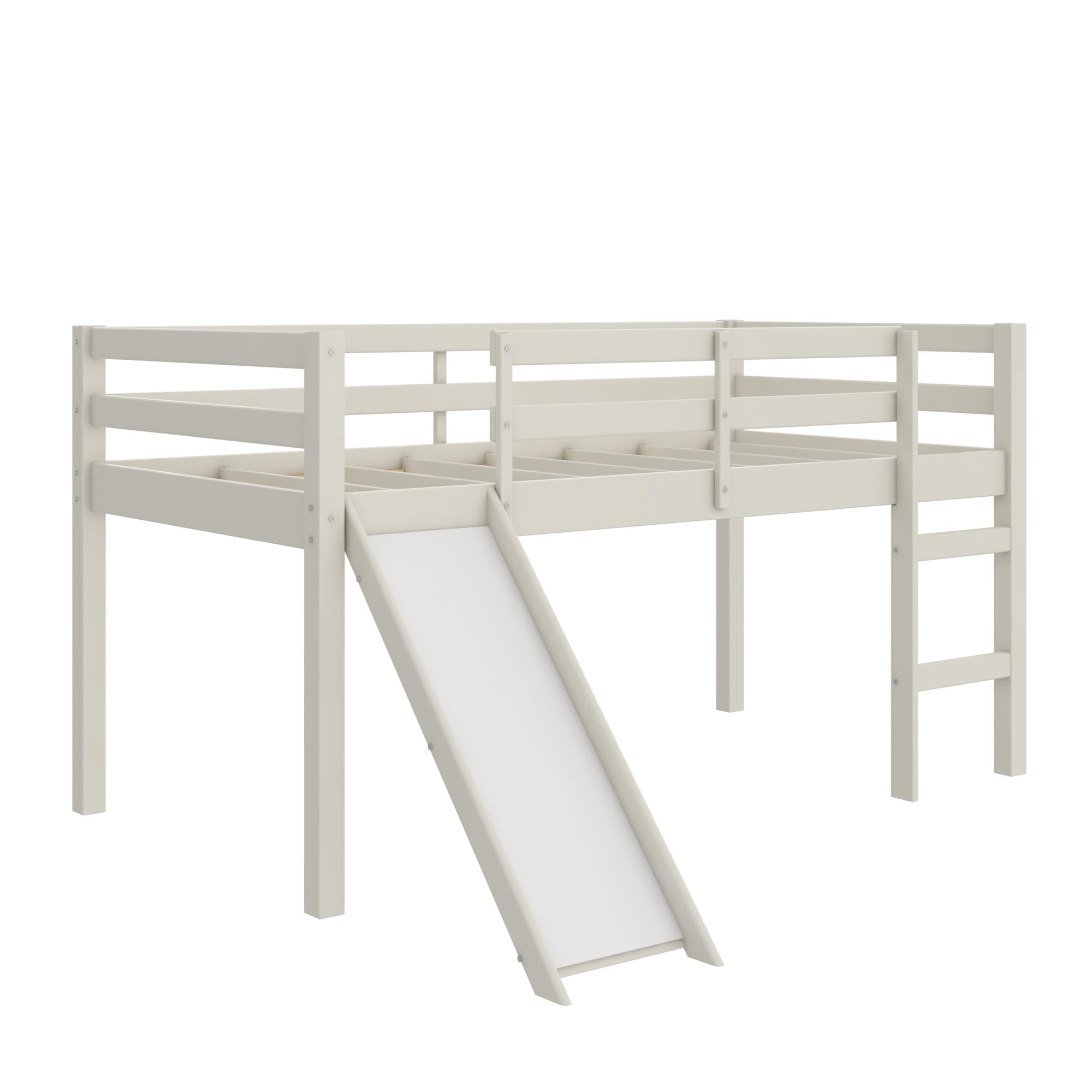 DHP Milton Kids' Low Loft Bed with Slide - White - Twin