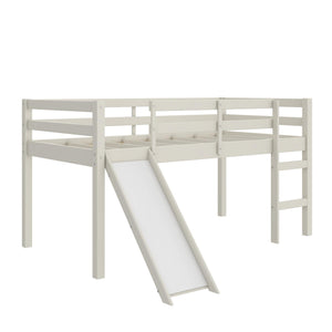 DHP Milton Kids' Low Loft Bed with Slide - White - Twin