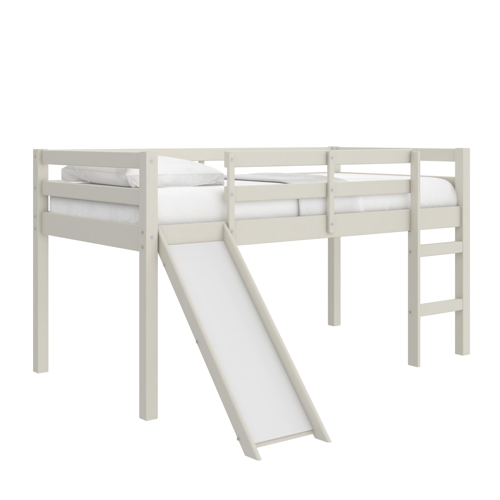 DHP Milton Kids' Low Loft Bed with Slide - White - Twin