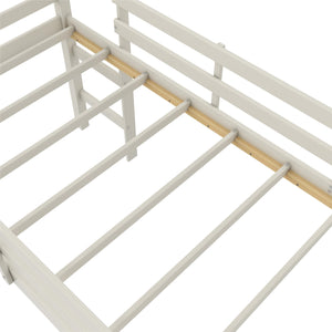 DHP Milton Kids' Low Loft Bed with Slide - White - Twin
