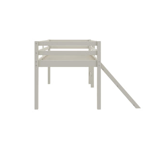 DHP Milton Kids' Low Loft Bed with Slide - White - Twin