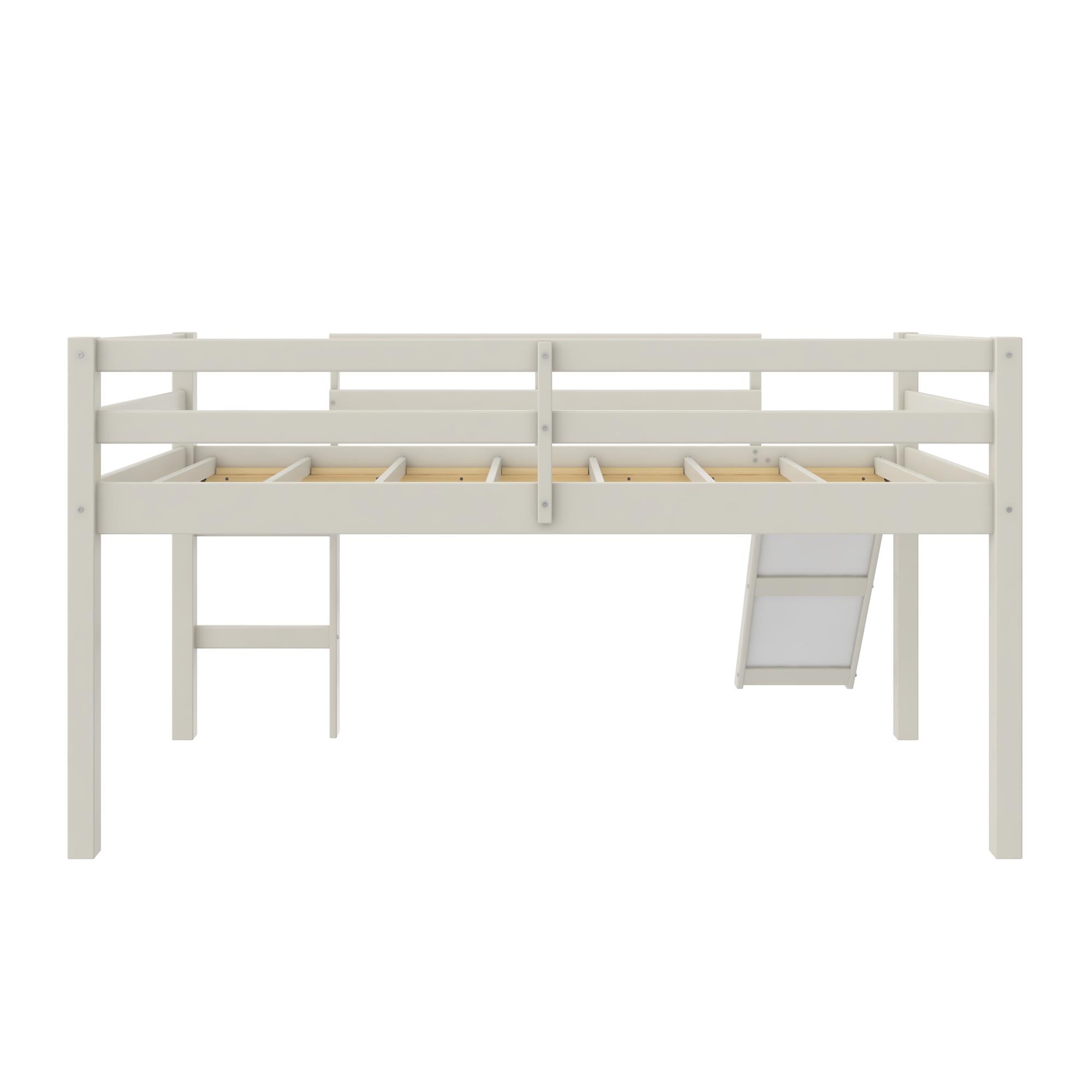 DHP Milton Kids' Low Loft Bed with Slide - White - Twin