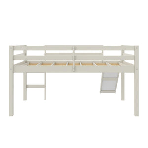 DHP Milton Kids' Low Loft Bed with Slide - White - Twin