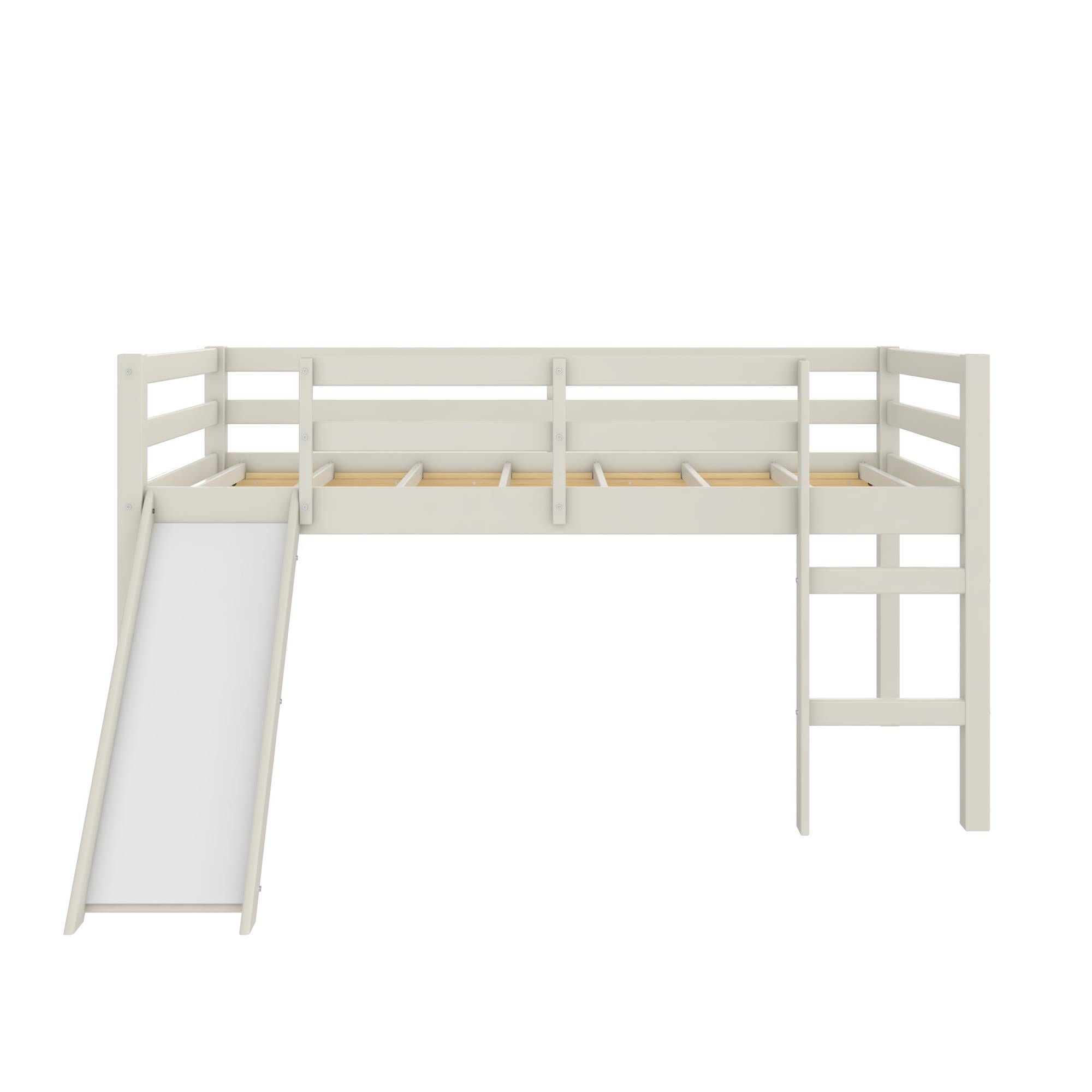 DHP Milton Kids' Low Loft Bed with Slide - White - Twin