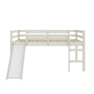 DHP Milton Kids' Low Loft Bed with Slide - White - Twin
