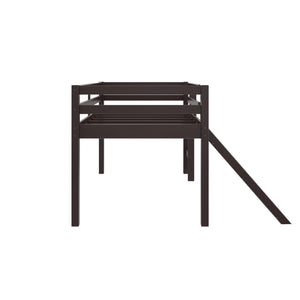 DHP Milton Kids' Low Loft Bed with Slide - Brown - Twin