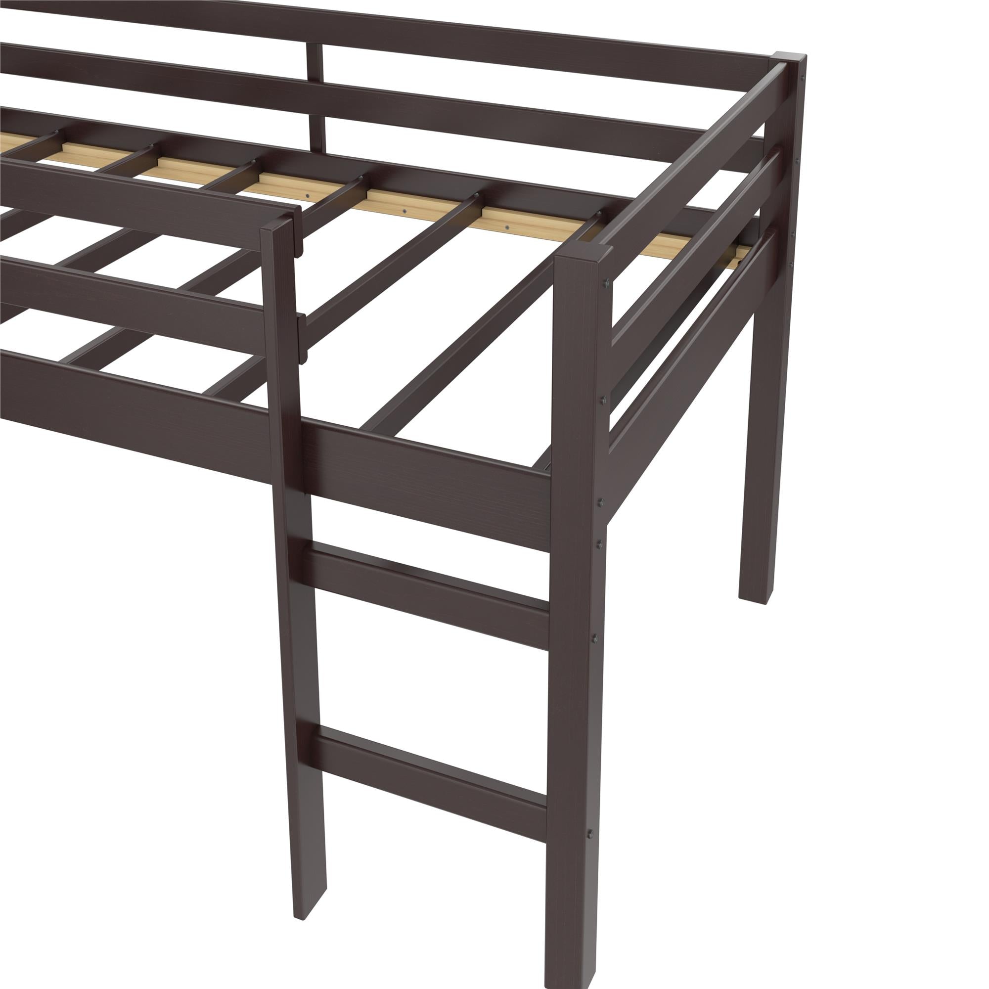 DHP Milton Kids' Low Loft Bed with Slide - Brown - Twin