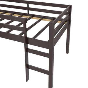 DHP Milton Kids' Low Loft Bed with Slide - Brown - Twin