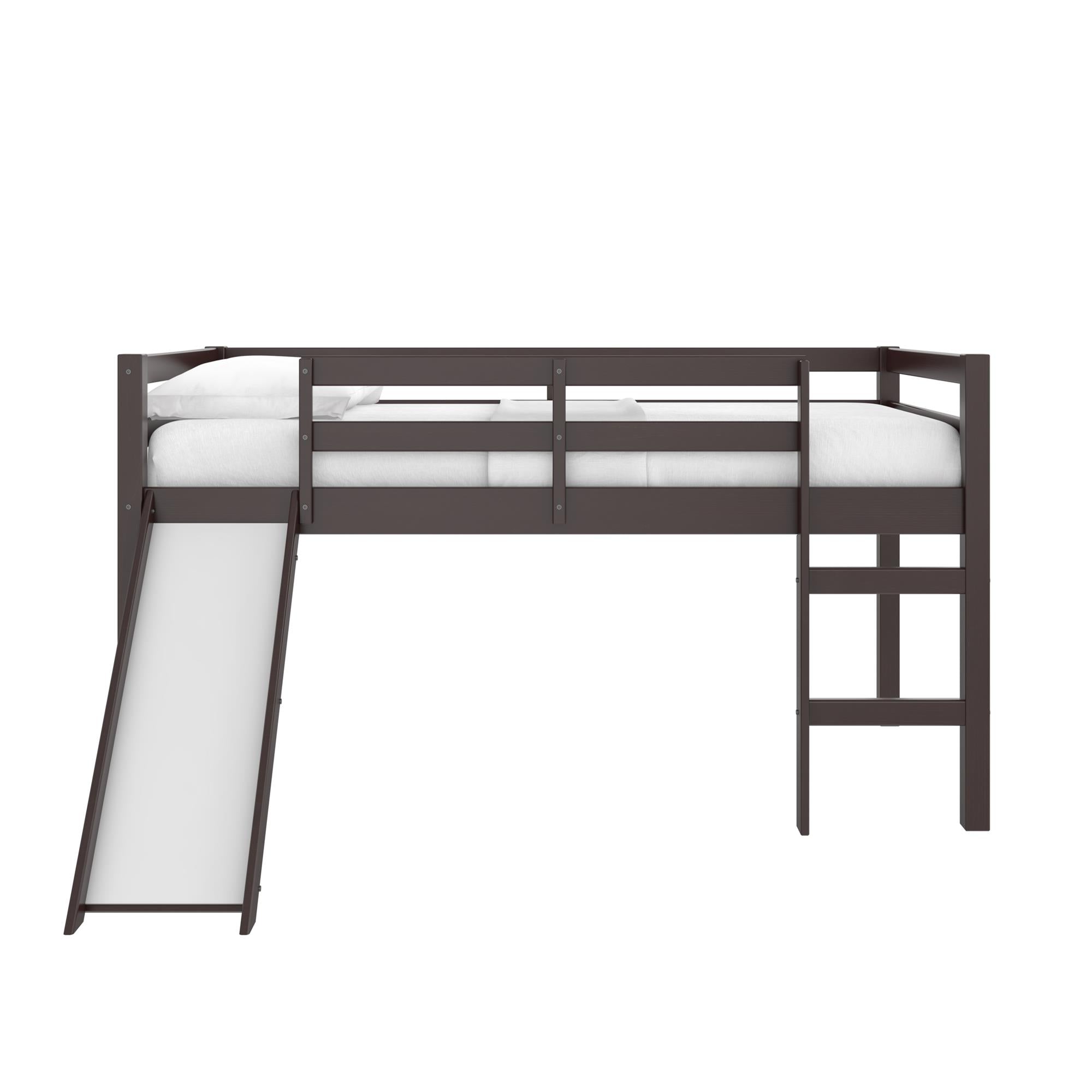 DHP Milton Kids' Low Loft Bed with Slide - Brown - Twin