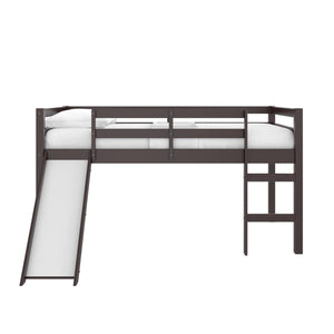 DHP Milton Kids' Low Loft Bed with Slide - Brown - Twin