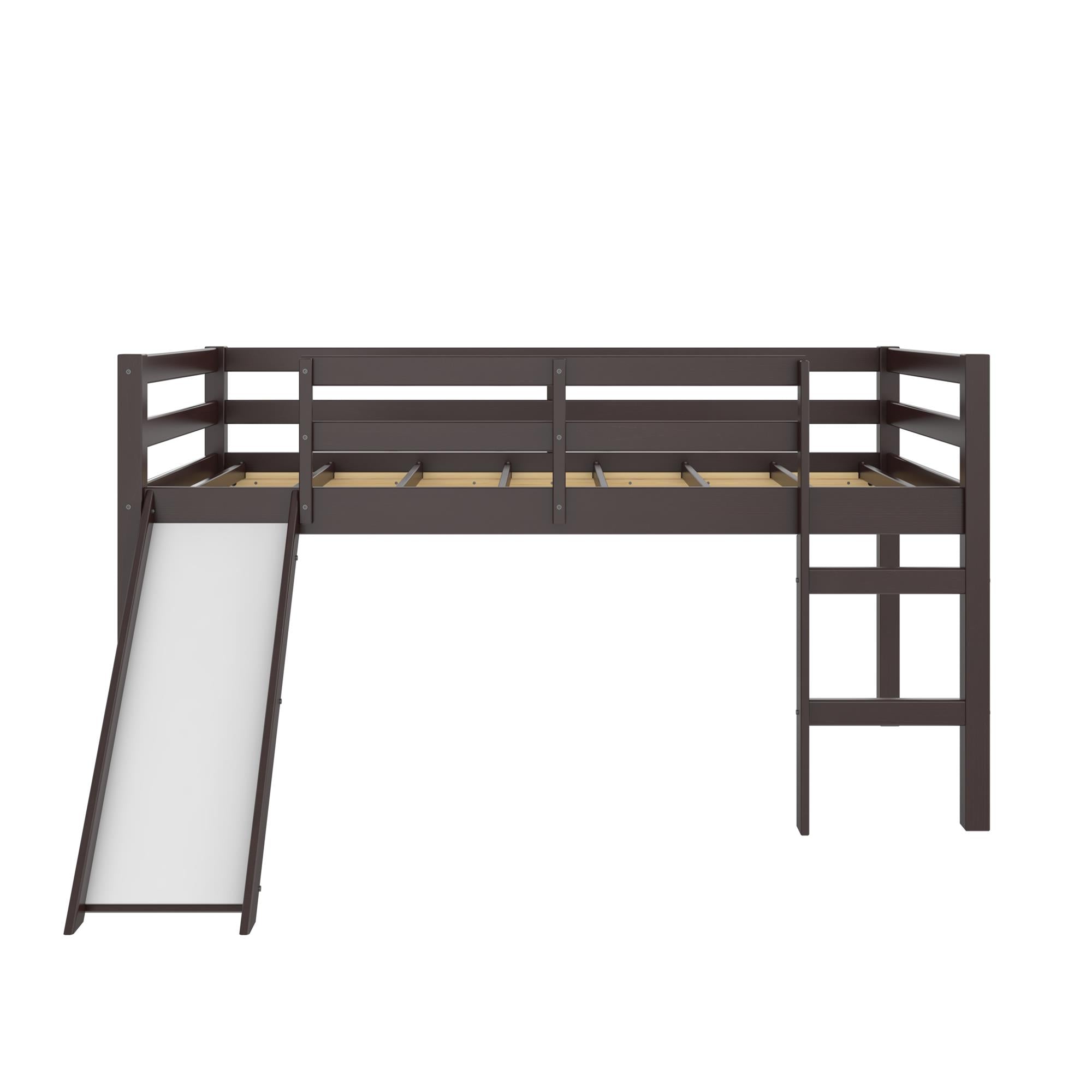 DHP Milton Kids' Low Loft Bed with Slide - Brown - Twin