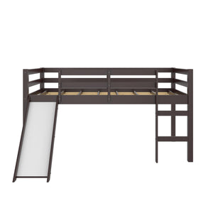 DHP Milton Kids' Low Loft Bed with Slide - Brown - Twin