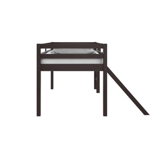 DHP Milton Kids' Low Loft Bed with Slide - Brown - Twin