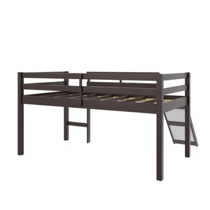 DHP Milton Kids' Low Loft Bed with Slide - Brown - Twin